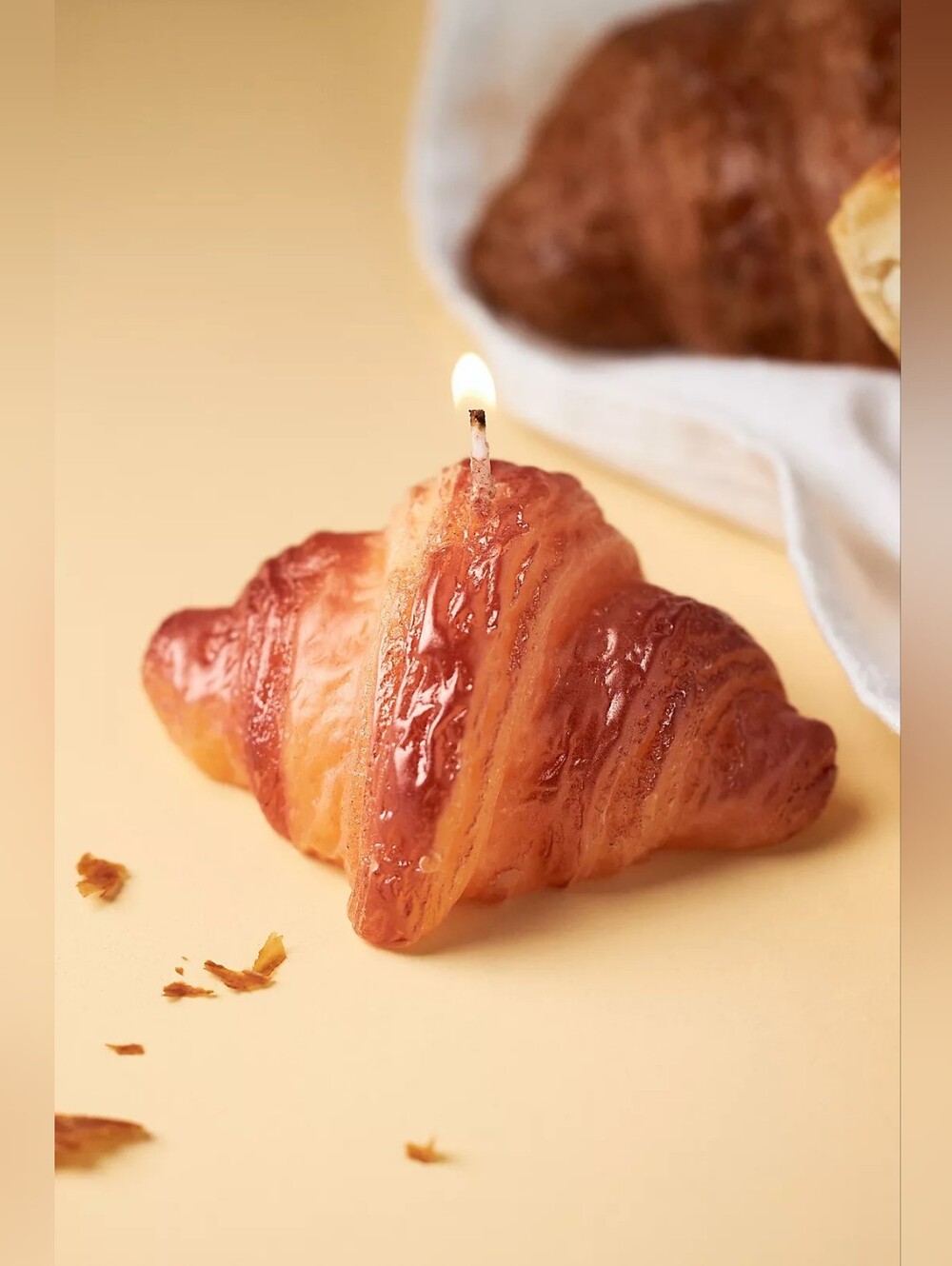 Anthropologie Croissant Shaped Wax Boxed Decorative Candle